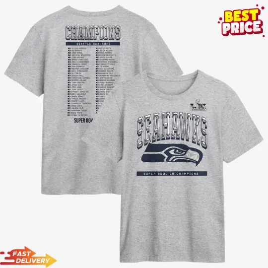 Discover Seattle Seahawks Super BowLX Champions Ice Classic Roster T-Shirt, Gift for Fans