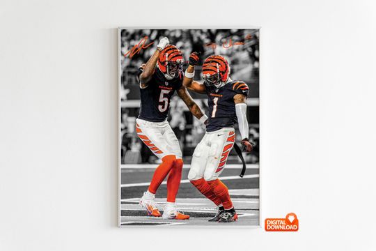 Discover Ja'Marr Chase Poster, Tee Higgins Poster, Signed Football Poster