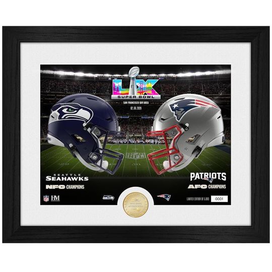 Discover Patriotss vs Seahawkss Super B.owl LX Bronze Coin Photo Mint, football Football Collector Wall Art, Sports Memorabilia Gift