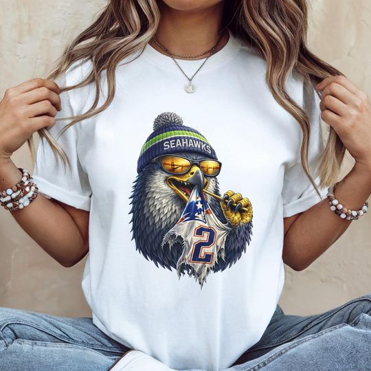 Discover Seahawk eating Patriot Jersey shirt game day tee