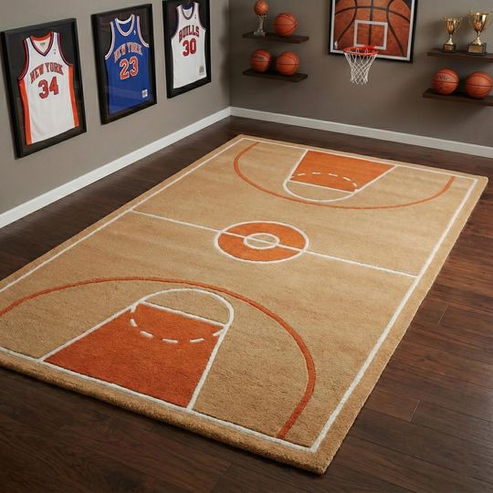 Discover Basketball Court Area Rug for Kids Room