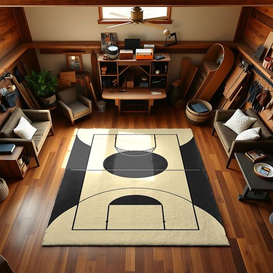 Discover Basketball Court Rug: Modern Sports Playroom Carpet