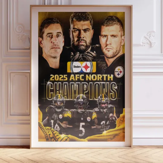Discover Pittsburgh Steeler 2025 AFC North Champions football Football Poster Wall Art