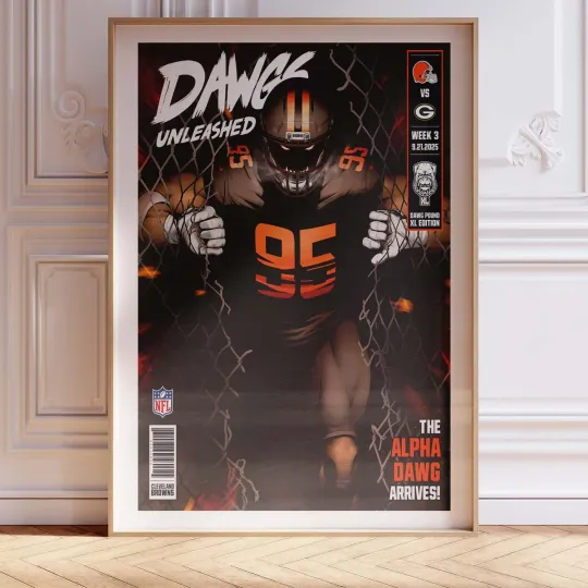 Cleveland Browns football Football Dawgs Unleashed #95 Poster Print Art Framed