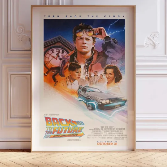 Back to the Future 40th Anniversary Movie Poster Framed Wall Art Print Decor