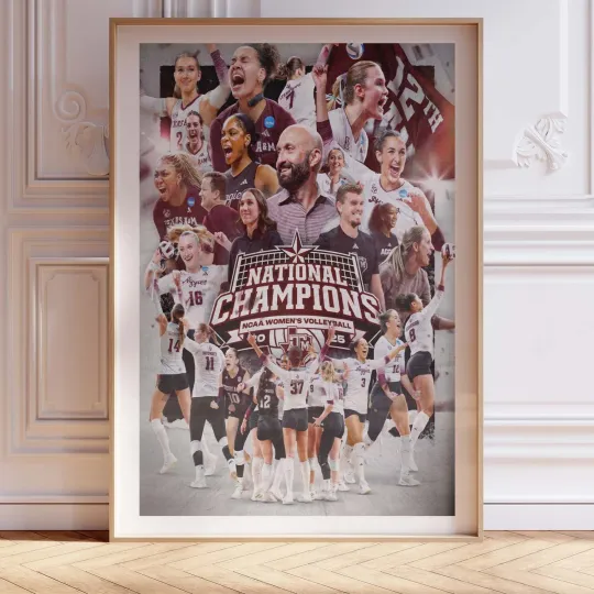 Discover NCAA Women's Volleyball National Champions Poster Texas A&M Aggies Wall Art Prin