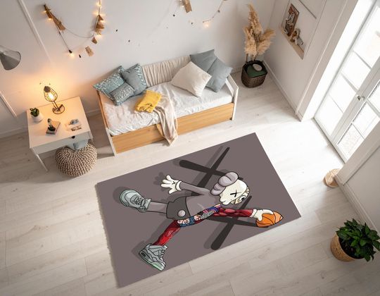 Discover Pop Art Basketball Rug  Street Art Style Kaws Inspired Carpet, Modern Sneaker Room Mat, Urban Home Dcor Gift
