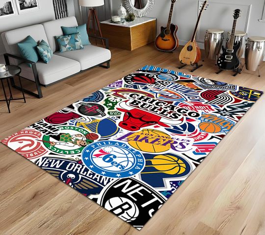 Discover Basketball themed area rug, Sport style carpet, Team themed mat, Baller area rug, League style mat, Court themed carpet, Sports floor mat
