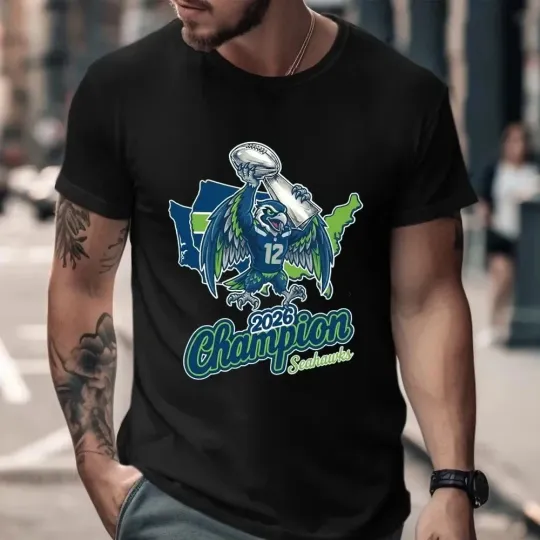 Discover Seattle Seahawks Super Bowl LX Champions T-Shirt