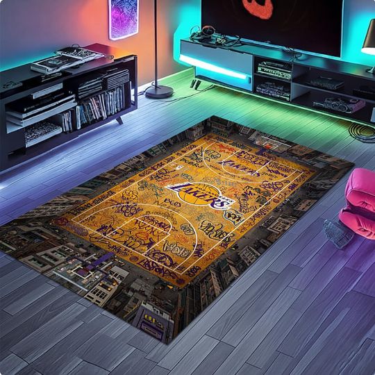 Discover Basketball Court Graffiti Rug, Sports Team Accent Carpet