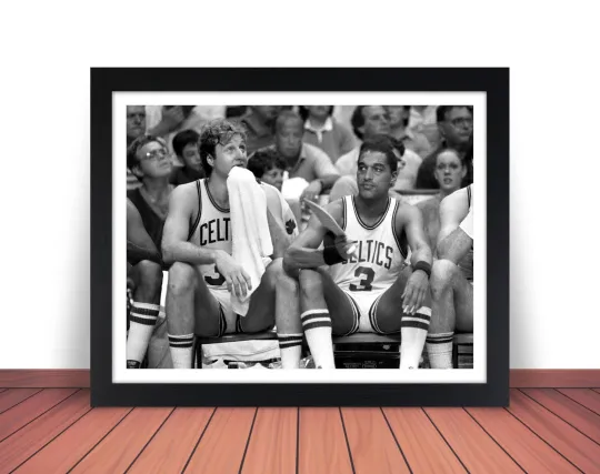 Framed LARRY BIRD & DENNIS JOHNSON Photo BOSTON CELTICS Picture 8x10 11x14