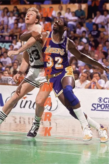 LAKERS at CELTICS Magic Johnson v Larry Bird PRINT