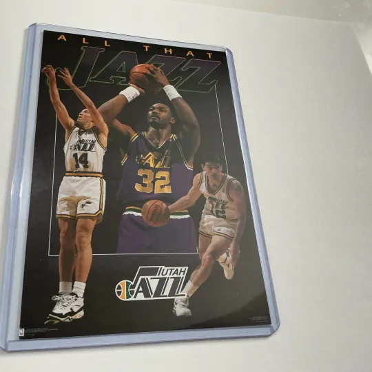 Discover Vintage Karl Malone John Stockton Hornacek Utah Jazz NBA PROMO POSTER CARD 4x6