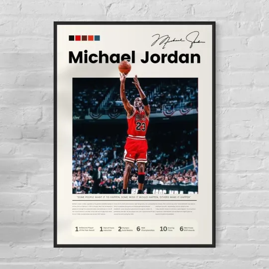 Michael Jordan Poster NBA Legend Wall Art Print | Classic Sports Decor