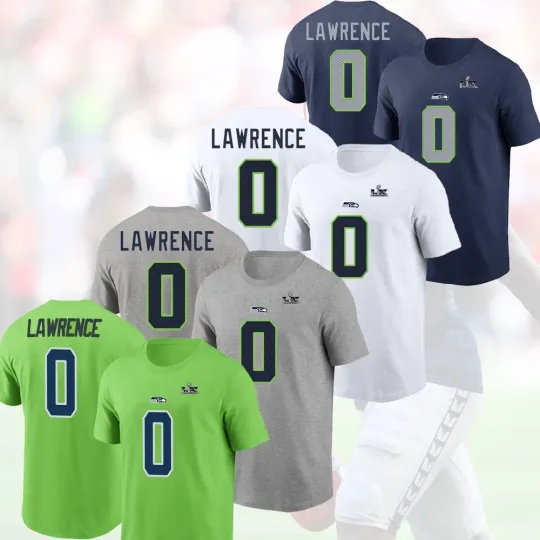 Discover DeMarcus Lawrence #0 Seattle Seahawkss Super B.owl LX Player Name & Number S-5XL