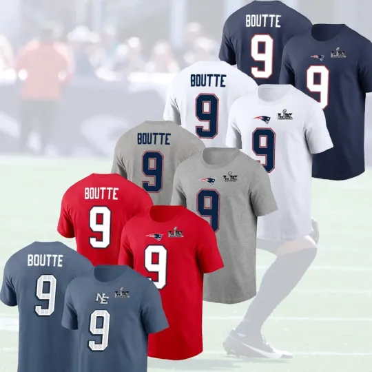 Discover Kayshon Boutte #9 New England Patriotss Super B.owl LX Name & Number S-5XL