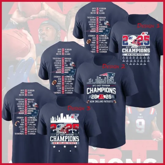 Discover New England Patriotss 2025 A.F.C East Division Champions Both Side Full Size