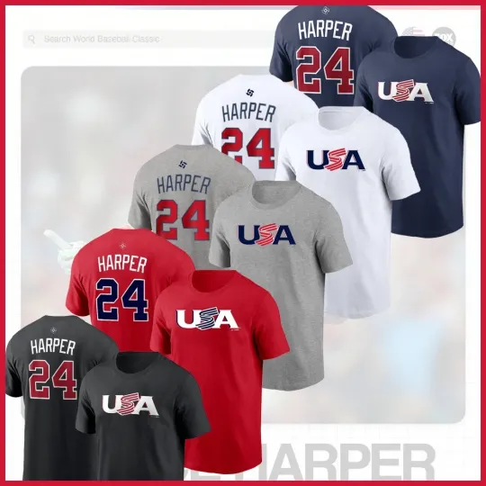 Bryce Harper #24 USA Team Player 2026 World Baseball Classic Fan Look