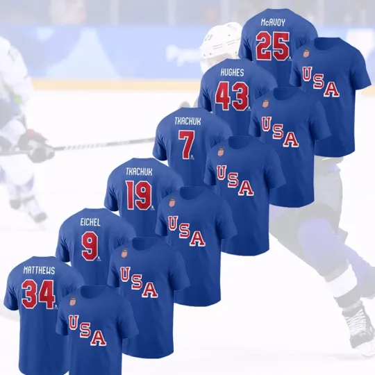 USA Hockey Team 2026 Name & Number Players: McAvoy, Tkachuk, Matthews, Hughes
