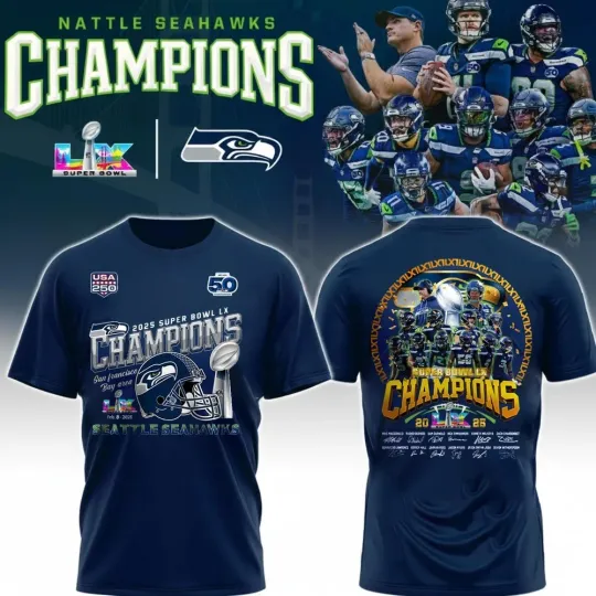 Discover Seattle Seahawkss Super B.owl LX Champions 2026 Fastship Fan Look Signature