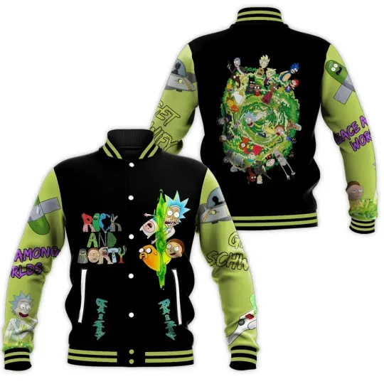 Rick and Rickandmorty Varsity Jacket, Baseball Outfit, Limited Cartoon Jacket