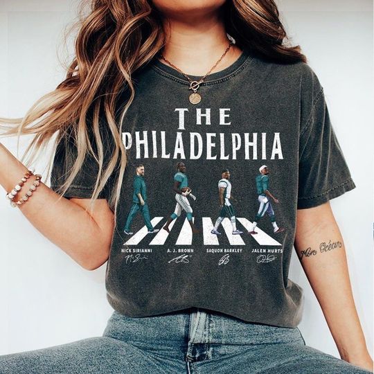 Discover Comfort Color The Philadelphia Walking Road Signatures Football Shirt, Gift For Fan Football Unisex