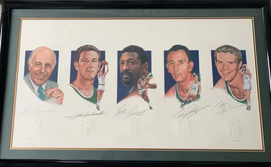 Boston Celtics Legends Lithograph Autographed/Signed By 5 Legends