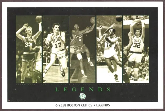 BOSTON CELTICS "LEGENDS" 4x6" COSTACOS MINI POSTER - BIRD * HAVLICEK * RUSSELL +
