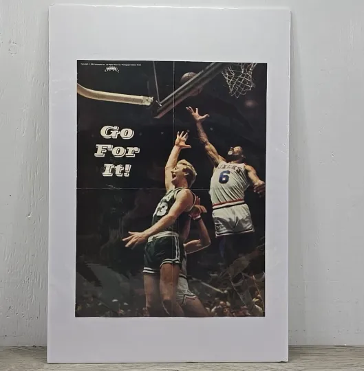 1982 Scholastic Insert Poster Larry Bird Celtics Dr. J Julius Erving 76ers  Rare