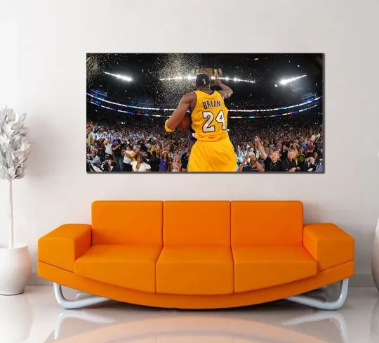 Discover Kobe Bryant Lakers Championship Celebration, Legend NBA Player Canvas Wall Art