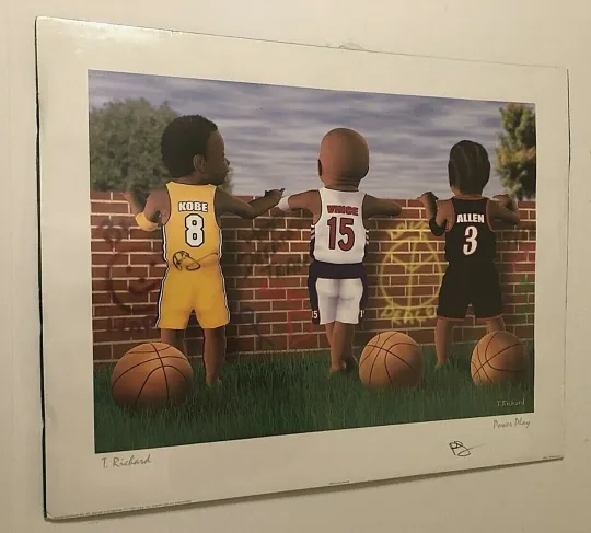 Discover T. Richard Power Play Basketball Kobe Vince Allen Art Print Poster New Signed