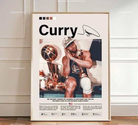 Stephen Curry Warriors Poster NBA Basketball Legend Wall Art 24x36