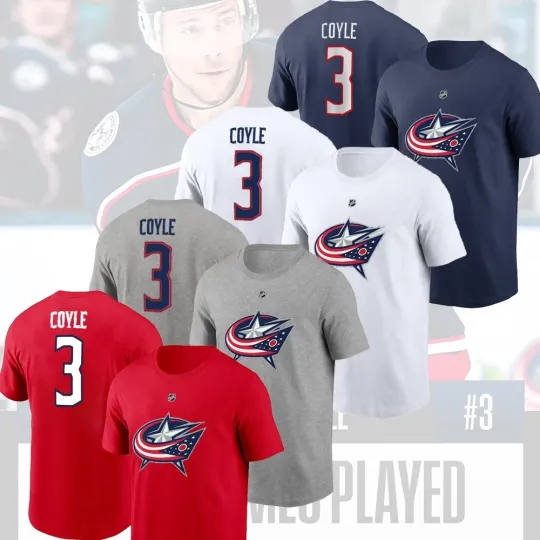 Discover Charlie Coyle #3 Columbus Blue Jackets 2026 Player Name & Number