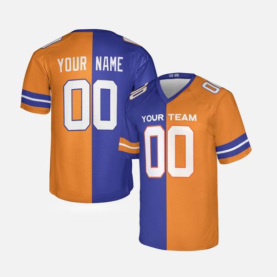 Discover Personalized 1990 Royal Orange Split Broncos Jersey: Add Name & Number