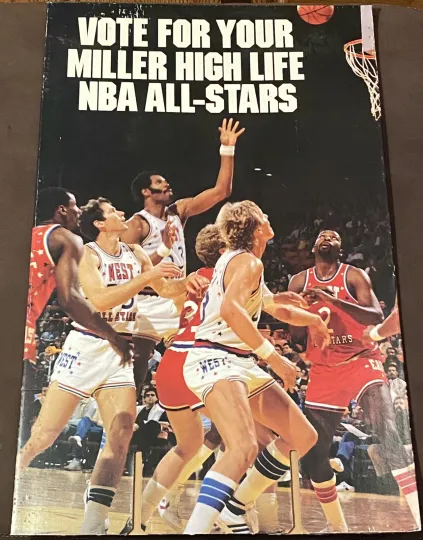 1983 NBA All Star Game Ballot Board Miller Highlife Artis Gilmore Larry Bird