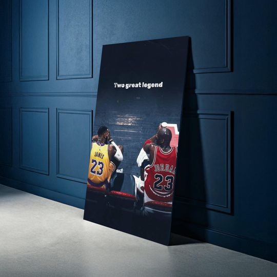 Discover Two Great Legends, LeBron James and Michael Jordan Canvas, Basketball Sports Wall Art, Legendary NBA Players, Iconic Sports Canvas Decor