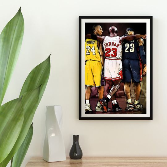 Discover Basketball Legends Art Print: Kobe, Michael, Lebron Streetart Poster