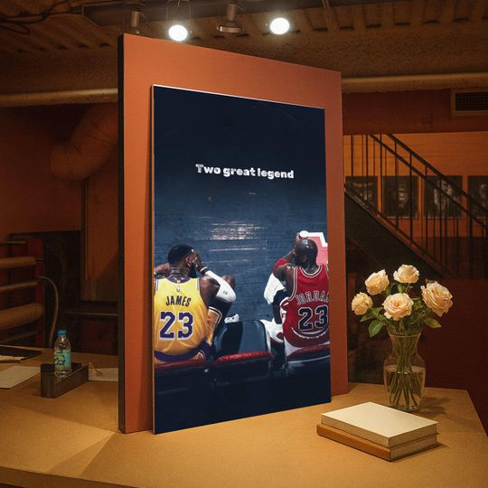 Discover Two Great Legends Basketball Canvas, LeBron James and Michael Jordan Wall Art, Sports Icon Poster, NBA Basketball Canvas Decor, Home Gym