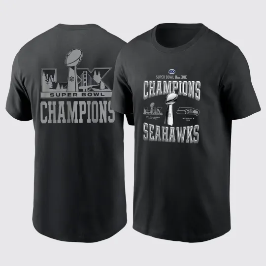 Discover Seattle Seahawks Super Bowl LX Champions Shirt - Black, S-5XL