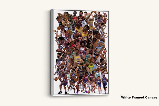 Discover NBA Legends Collage Canvas, Basketball Wall Art, NBA Stars Poster, Basketball Print, Sports Gift for Fans, NBA Canvas Decor
