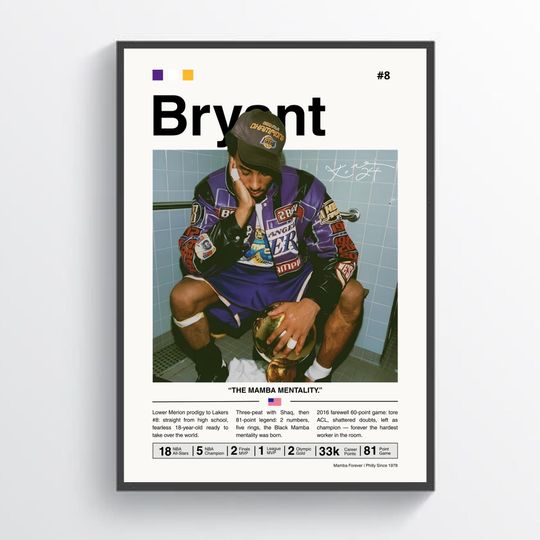 Kobe Bryant Poster, Lakers Legend, Framed Basketball Print, NBA Decor, Basketball Artwork, Kobe Wall Art, Kobe Bryant Print, Iconic Athlete