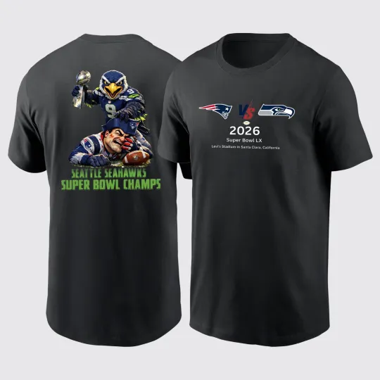 Discover Super Bowl Champions 2025 Seahawks 2 sided TShirt - Size S to 5XL