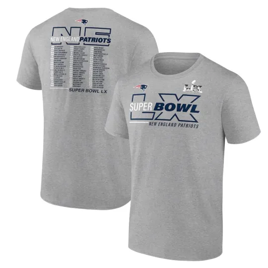 Discover New England Patriots Super Bowl LX Roster TShirt - Size S to 5XL