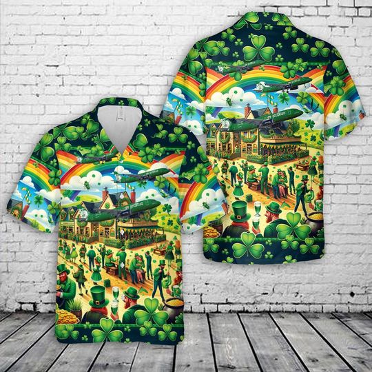 Discover St Patricks Day Hawaiian Shirt Shamrock Rainbow Irish Festival Print, Funny St Paddy Party Shirt, Pub Crawl Holiday Outfit
