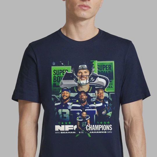 Discover Seattle Seahawks 2025 football NFC Champions Super Bowl LX Bound Premium T-Shirt