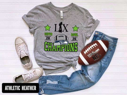 Discover Seattle Seahawks Super Bowl T-Shirt, Superbowl 2026 Champions Short