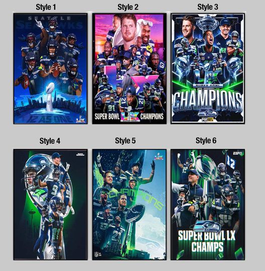 Discover Seattle Seahawks Are Super Bowl LX Champions 2026 Home Decor Poster, Seattle Seahawks Is The NFC West Champions football Season 2025-2026 Poster