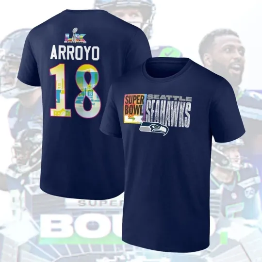 Discover Elijah Arroyo #18 Seattle Seahawkss Super B.owl LX Name and Number - Size S-5XL
