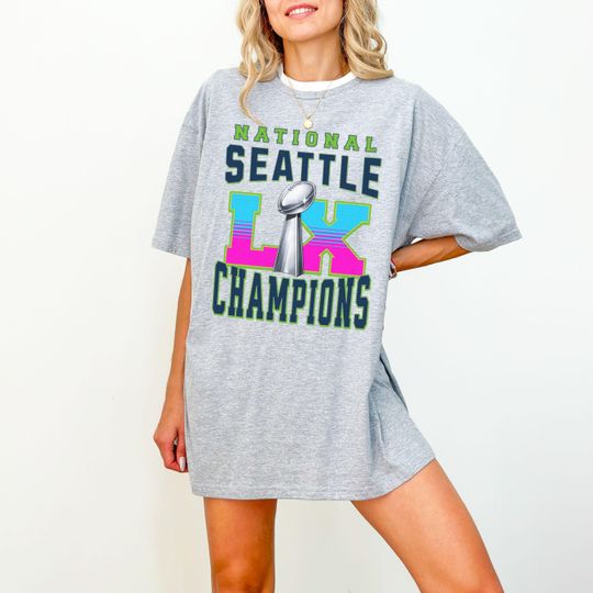 Discover Seattle Football LX Championship T-Shirt | National Champs Trophy Shirt, Seahawk Retro Champion Shirt, Super Bowl Sixty Shirt, 12th Man Crew