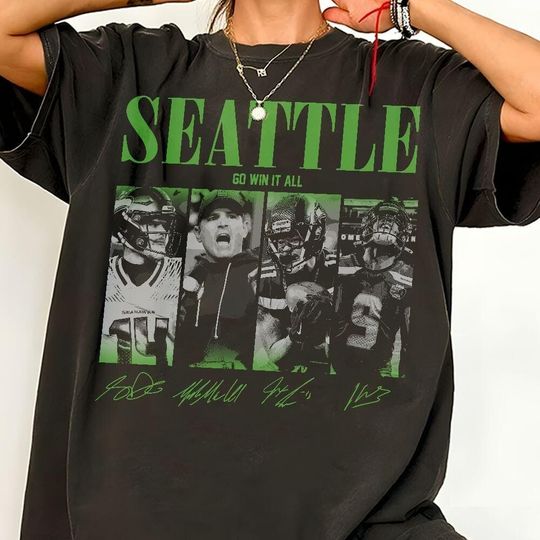 Discover Vintage Seattle Football Comfort Colors Tee, Go Win It All Shirt